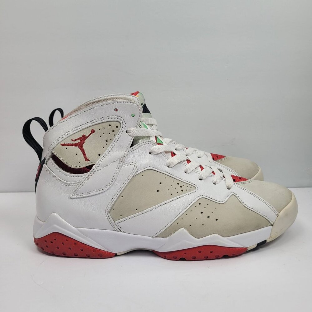 Air Jordan 7 Hare 2015 Men's White Red Sneakers 304775-125 US Size 9.5